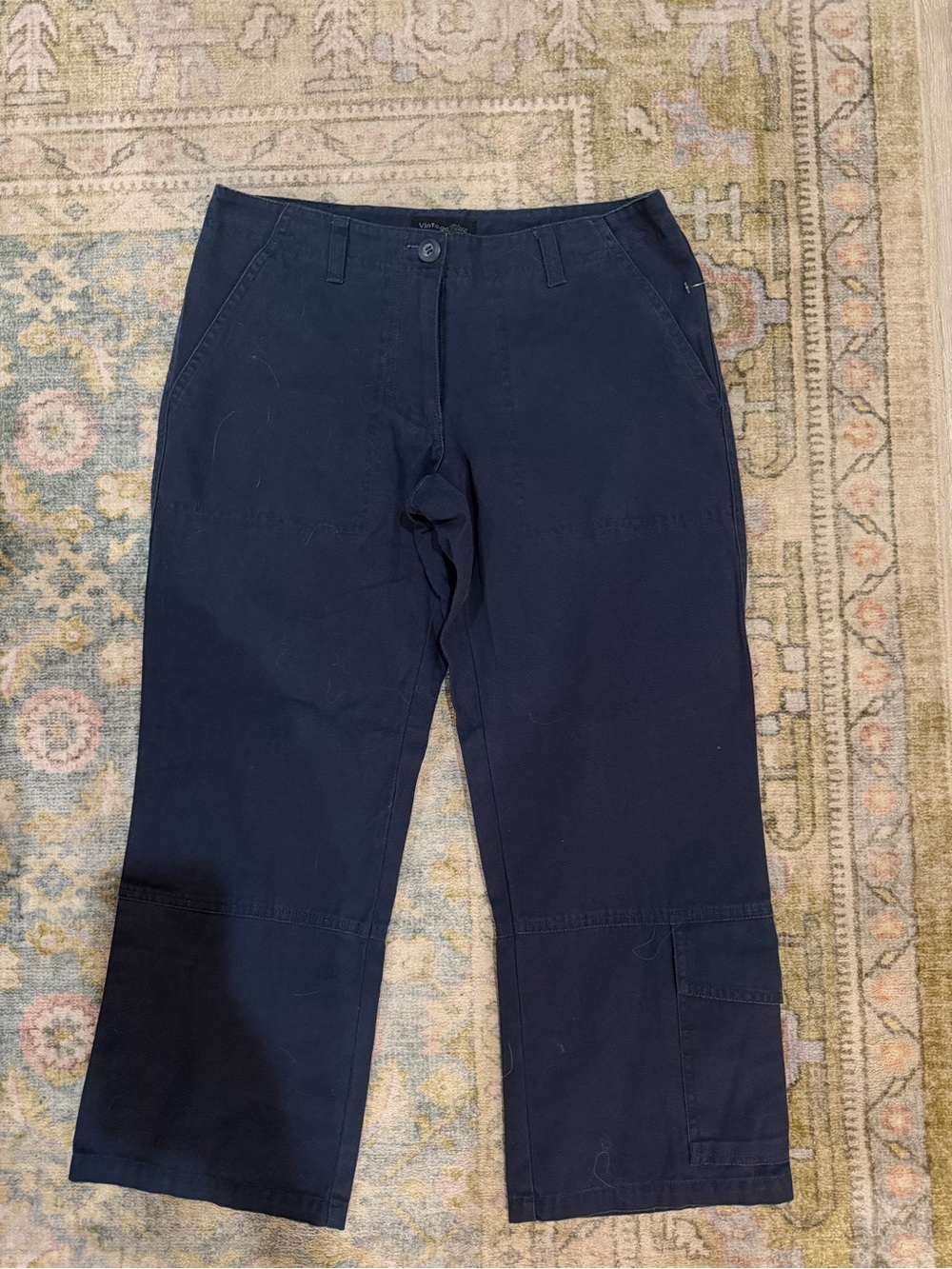Y2K Low Rise Navy Cotton Cargo Pants